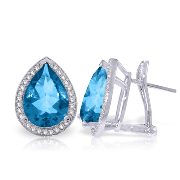 Galaxy Gold Products Jewelry - EARRING WITH NATURAL DIAMONDS & BLUE TOPAZ